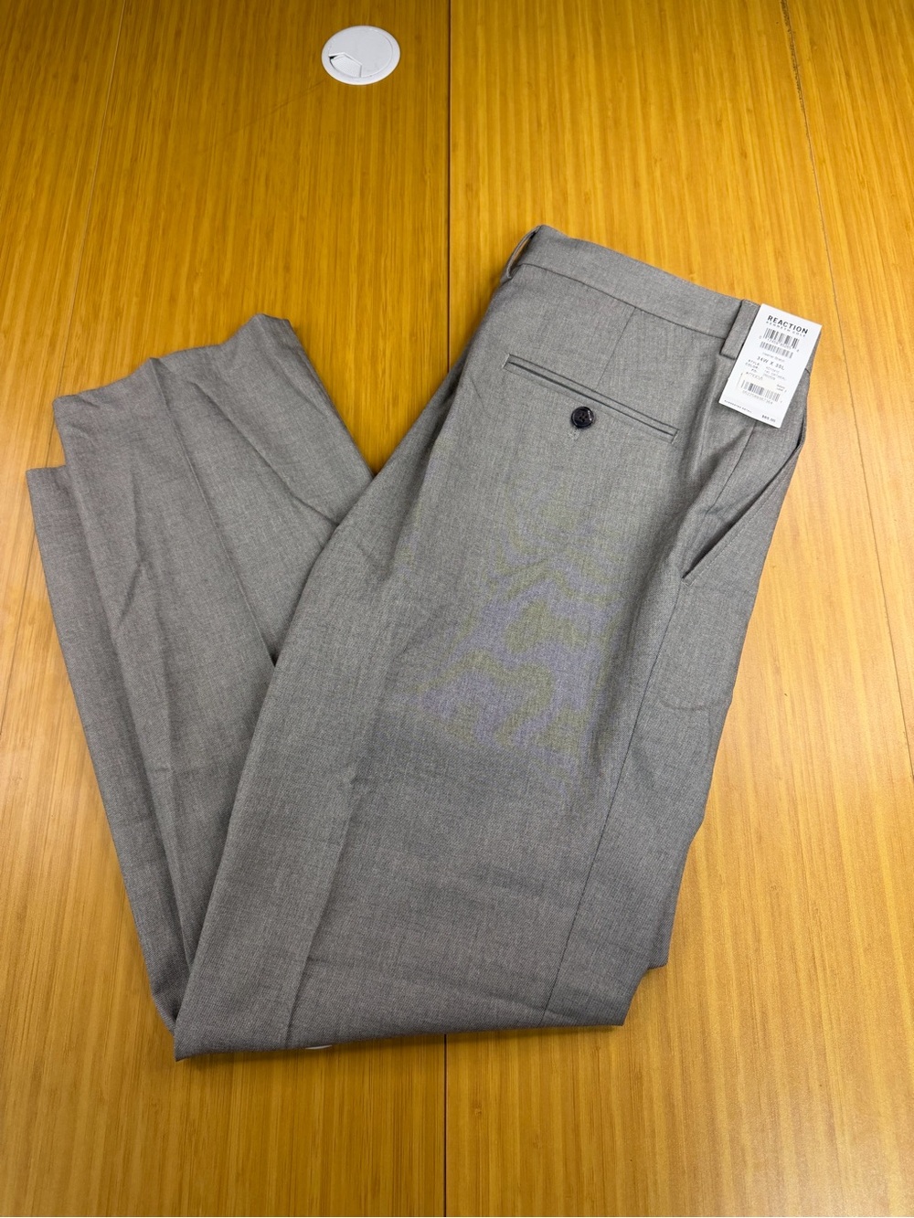 Kenneth Cole Reaction Men's Modern Fit Stretch Dress Pant 34x30 Grey Oatmeal